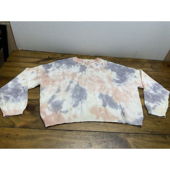 Gilded Intent Tie Dye Holes Ripped Sweater Women's Size Small Grunge Boho Chic - Picture 1 of 11
